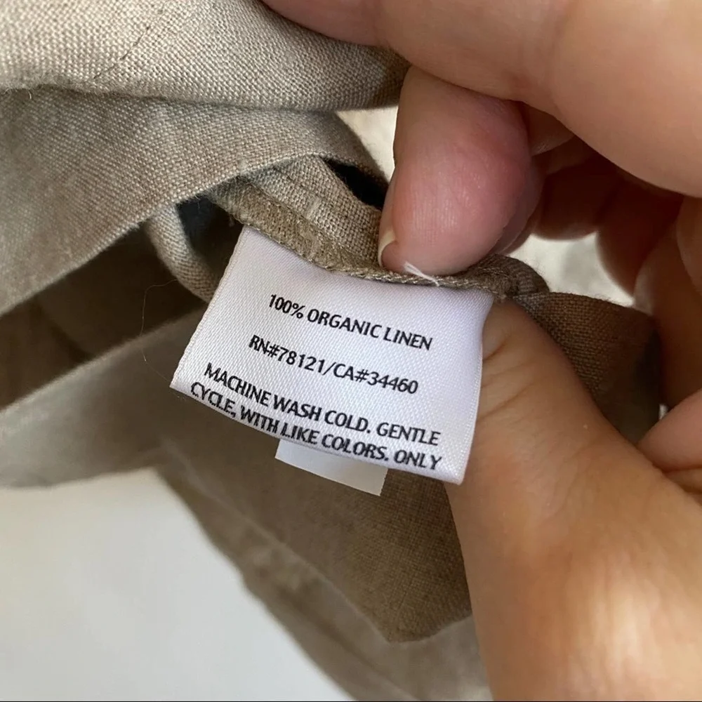 Eileen Fisher tan linen top buttons, 3/4 sleeve Medium - Picture 6 of 7